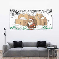 Jordan Christmas Tapestry with Santa Snow Village Green and Black Snowflake Tree Pattern - Wonder Print Shop