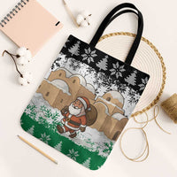 Jordan Christmas Tote Bag with Santa Snow Village Green and Black Snowflake Tree Pattern - Wonder Print Shop