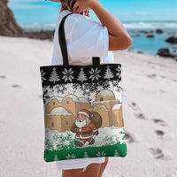 Jordan Christmas Tote Bag with Santa Snow Village Green and Black Snowflake Tree Pattern - Wonder Print Shop