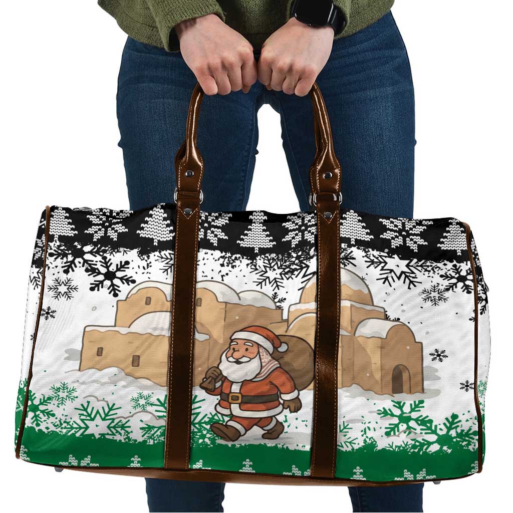 Jordan Christmas Travel Bag with Santa Snow Village Green and Black Snowflake Tree Pattern - Wonder Print Shop
