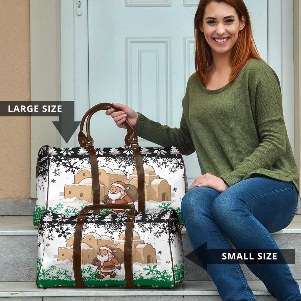 Jordan Christmas Travel Bag with Santa Snow Village Green and Black Snowflake Tree Pattern - Wonder Print Shop