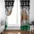 Jordan Christmas Window Curtain with Santa Snow Village Green and Black Snowflake Tree Pattern - Wonder Print Shop