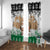 Jordan Christmas Window Curtain with Santa Snow Village Green and Black Snowflake Tree Pattern - Wonder Print Shop