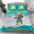 Kazakhstan Christmas Bedding Set with Santa Skiing in Traditional Outfit Snow Mountain and Sun Pattern - Wonder Print Shop