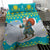 Kazakhstan Christmas Bedding Set with Santa Skiing in Traditional Outfit Snow Mountain and Sun Pattern - Wonder Print Shop