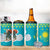 Kazakhstan Christmas 4 in 1 Can Cooler Tumbler with Santa Skiing in Traditional Outfit Snow Mountain and Sun Pattern - Wonder Print Shop
