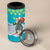 Kazakhstan Christmas 4 in 1 Can Cooler Tumbler with Santa Skiing in Traditional Outfit Snow Mountain and Sun Pattern - Wonder Print Shop