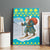 Kazakhstan Christmas Canvas Wall Art with Santa Skiing in Traditional Outfit Snow Mountain and Sun Pattern - Wonder Print Shop