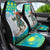 Kazakhstan Christmas Car Seat Cover with Santa Skiing in Traditional Outfit Snow Mountain and Sun Pattern - Wonder Print Shop