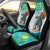 Kazakhstan Christmas Car Seat Cover with Santa Skiing in Traditional Outfit Snow Mountain and Sun Pattern - Wonder Print Shop