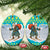 Kazakhstan Christmas Ceramic Ornament with Santa Skiing in Traditional Outfit Snow Mountain and Sun Pattern - Wonder Print Shop