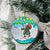 Kazakhstan Christmas Ceramic Ornament with Santa Skiing in Traditional Outfit Snow Mountain and Sun Pattern - Wonder Print Shop