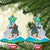 Kazakhstan Christmas Ceramic Ornament with Santa Skiing in Traditional Outfit Snow Mountain and Sun Pattern - Wonder Print Shop