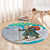 Kazakhstan Christmas Round Carpet with Santa Skiing in Traditional Outfit Snow Mountain and Sun Pattern - Wonder Print Shop