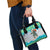 Kazakhstan Christmas Shoulder Handbag with Santa Skiing in Traditional Outfit Snow Mountain and Sun Pattern - Wonder Print Shop