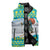 Kazakhstan Christmas Sleeveless Puffer Jacket with Santa Skiing in Traditional Outfit Snow Mountain and Sun Pattern - Wonder Print Shop