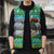 Kazakhstan Christmas Sleeveless Puffer Jacket with Santa Skiing in Traditional Outfit Snow Mountain and Sun Pattern - Wonder Print Shop