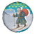 Kazakhstan Christmas Spare Tire Cover with Santa Skiing in Traditional Outfit Snow Mountain and Sun Pattern - Wonder Print Shop