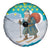 Kazakhstan Christmas Spare Tire Cover with Santa Skiing in Traditional Outfit Snow Mountain and Sun Pattern - Wonder Print Shop