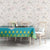 Kazakhstan Christmas Tablecloth with Santa Skiing in Traditional Outfit Snow Mountain and Sun Pattern - Wonder Print Shop