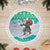 Kazakhstan Christmas Tree Skirt with Santa Skiing in Traditional Outfit Snow Mountain and Sun Pattern - Wonder Print Shop