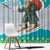 Kazakhstan Christmas Window Curtain with Santa Skiing in Traditional Outfit Snow Mountain and Sun Pattern - Wonder Print Shop