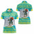 Kazakhstan Christmas Women Polo Shirt with Santa Skiing in Traditional Outfit Snow Mountain and Sun Pattern - Wonder Print Shop