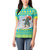 Kazakhstan Christmas Women Polo Shirt with Santa Skiing in Traditional Outfit Snow Mountain and Sun Pattern - Wonder Print Shop