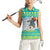 Kazakhstan Christmas Women Sleeveless Polo Shirt with Santa Skiing in Traditional Outfit Snow Mountain and Sun Pattern - Wonder Print Shop