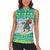 Kazakhstan Christmas Women Sleeveless Polo Shirt with Santa Skiing in Traditional Outfit Snow Mountain and Sun Pattern - Wonder Print Shop