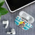 Kazakhstan Christmas AirPods Case with Snow Leopard in Santa Hat Blue and Yellow Reindeer Snowflake - Wonder Print Shop