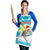 Kazakhstan Christmas Apron with Snow Leopard in Santa Hat Blue and Yellow Reindeer Snowflake - Wonder Print Shop