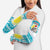 Kazakhstan Christmas Arm Sleeves with Snow Leopard in Santa Hat Blue and Yellow Reindeer Snowflake - Wonder Print Shop
