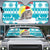 Kazakhstan Christmas Auto Sun Shade with Snow Leopard in Santa Hat Blue and Yellow Reindeer Snowflake - Wonder Print Shop
