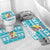 Kazakhstan Christmas Bathroom Set with Snow Leopard in Santa Hat Blue and Yellow Reindeer Snowflake - Wonder Print Shop