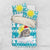 Kazakhstan Christmas Bedding Set with Snow Leopard in Santa Hat Blue and Yellow Reindeer Snowflake - Wonder Print Shop