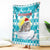 Kazakhstan Christmas Blanket with Snow Leopard in Santa Hat Blue and Yellow Reindeer Snowflake - Wonder Print Shop