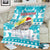 Kazakhstan Christmas Blanket with Snow Leopard in Santa Hat Blue and Yellow Reindeer Snowflake - Wonder Print Shop