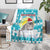 Kazakhstan Christmas Blanket with Snow Leopard in Santa Hat Blue and Yellow Reindeer Snowflake - Wonder Print Shop
