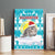 Kazakhstan Christmas Canvas Wall Art with Snow Leopard in Santa Hat Blue and Yellow Reindeer Snowflake - Wonder Print Shop