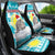 Kazakhstan Christmas Car Seat Cover with Snow Leopard in Santa Hat Blue and Yellow Reindeer Snowflake - Wonder Print Shop