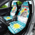 Kazakhstan Christmas Car Seat Cover with Snow Leopard in Santa Hat Blue and Yellow Reindeer Snowflake - Wonder Print Shop