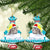 Kazakhstan Christmas Ceramic Ornament with Snow Leopard in Santa Hat Blue and Yellow Reindeer Snowflake - Wonder Print Shop