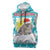 Kazakhstan Christmas Sleeveless Hoodie with Snow Leopard in Santa Hat Blue and Yellow Reindeer Snowflake - Wonder Print Shop