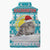Kazakhstan Christmas Sleeveless Puffer Jacket with Snow Leopard in Santa Hat Blue and Yellow Reindeer Snowflake - Wonder Print Shop