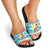 Kazakhstan Christmas Slide Sandals with Snow Leopard in Santa Hat Blue and Yellow Reindeer Snowflake - Wonder Print Shop