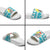 Kazakhstan Christmas Slide Sandals with Snow Leopard in Santa Hat Blue and Yellow Reindeer Snowflake - Wonder Print Shop
