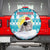 Kazakhstan Christmas Spare Tire Cover with Snow Leopard in Santa Hat Blue and Yellow Reindeer Snowflake - Wonder Print Shop