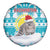 Kazakhstan Christmas Spare Tire Cover with Snow Leopard in Santa Hat Blue and Yellow Reindeer Snowflake - Wonder Print Shop