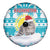 Kazakhstan Christmas Spare Tire Cover with Snow Leopard in Santa Hat Blue and Yellow Reindeer Snowflake - Wonder Print Shop